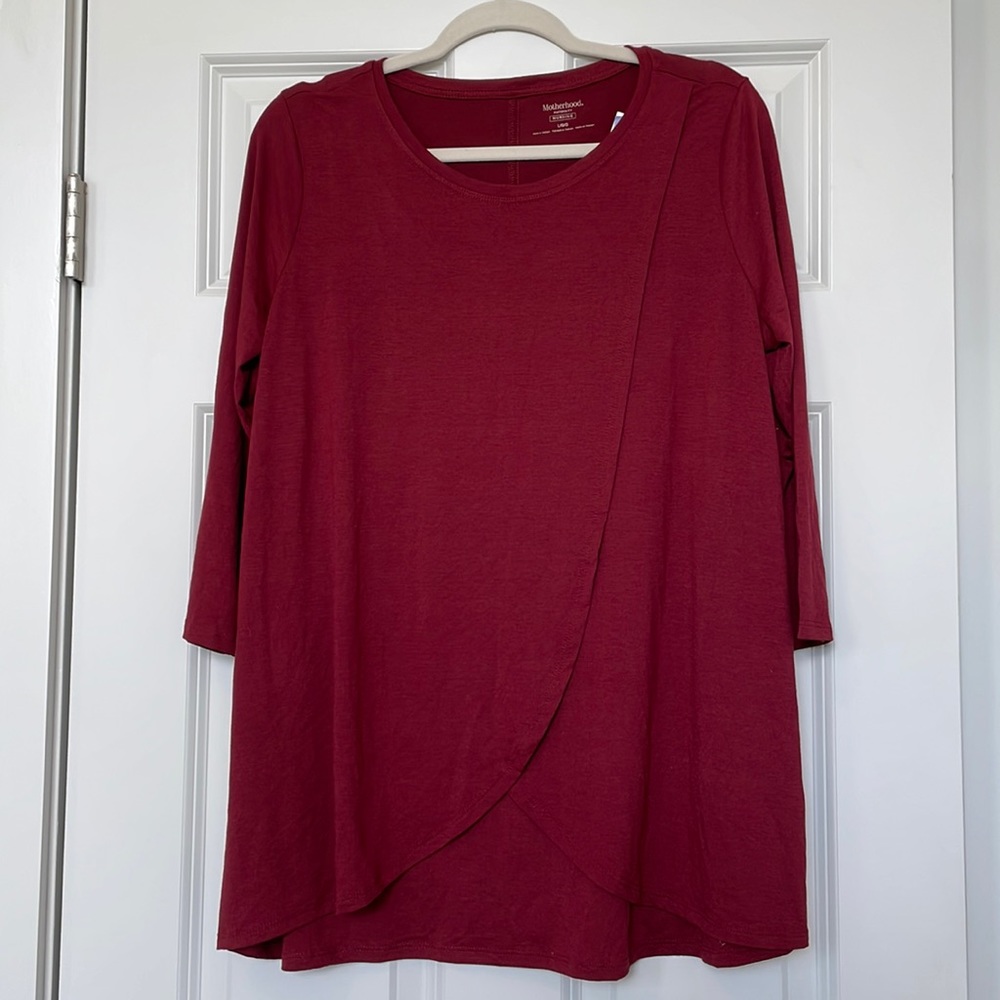Motherhood Maternity Nursing Wine/Burgundy Long Sleeve Blouse, size L